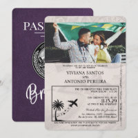 Violet Lila Brasilien Passport Wedding bjudande