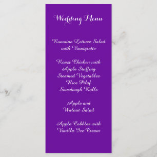 Violet Lila Bröllop Menu Meny