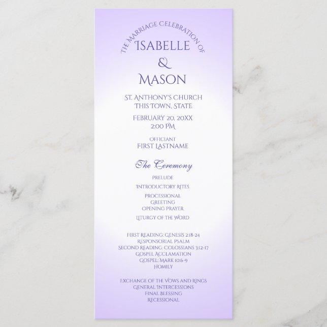Violet Lila Bröllopsprogram Program (Framsida)