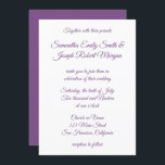 Violet Lila Calligraphy Inbjudningar<br><div class="desc">Contemporary Våldig lila och vit bröllopsinbjudan. Skapa din egen anpassningsbar personlig inbjudan genom att ändra det moderna kalligrafteckensnittet stil. Det finns en mängd olika skriptalternativ för contemporary,  elegant och klassiskt bröllop. Anpassa teckensnittet storlekt om du vill ha plats för mer information om bröllop-platsen. Minimalism,  minimalistisk.. enkel inbjudan.</div>