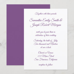 Violet Lila Calligraphy Inbjudningar