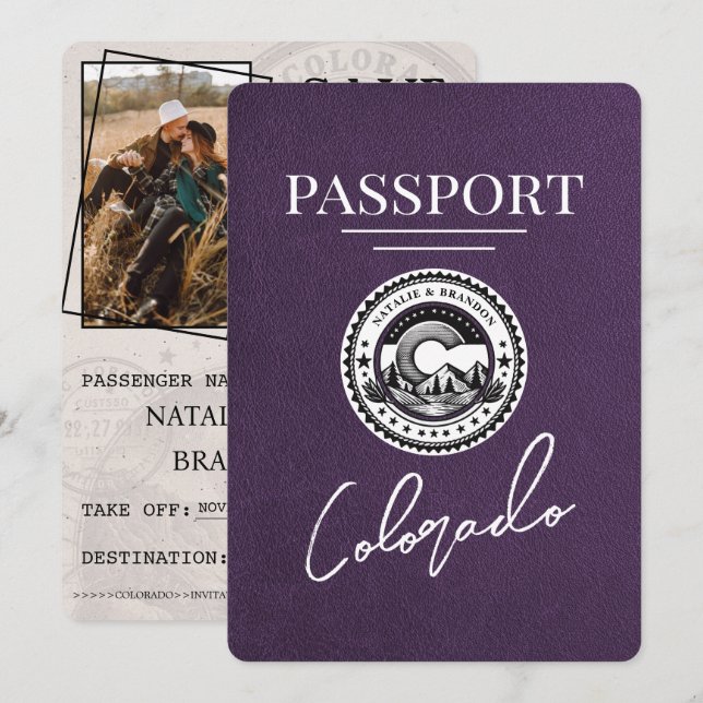 Violet Lila Colorado Passport Spara datum Datumet (Fram/baksida)