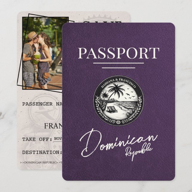 Violet Lila Dominikanska republiken Pass Spara Datumet (Fram/baksida)