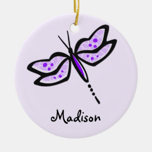 Violet Lila Dragonfly Julgransprydnad Keramik