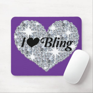 Violet Lila Faux Diamond 'I Kärlek Bling' Heart Musmatta