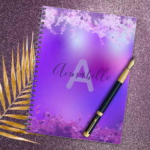Violet Lila Finare Modern Glam Glitter Anpassnings Anteckningsbok