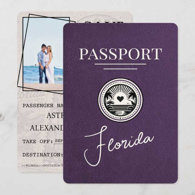 Violet Lila Florida Passport Spara datum Datumet (Fram/baksida)