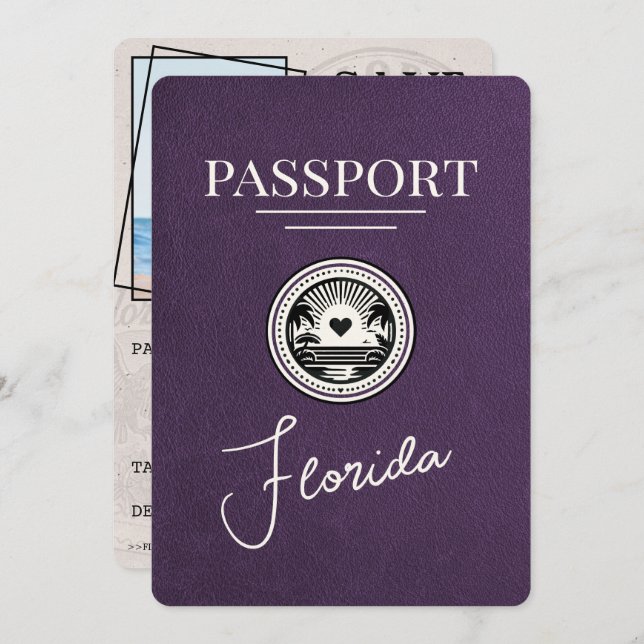 Violet Lila Florida Passport Spara datum Spara Datumet (Fram/baksida)