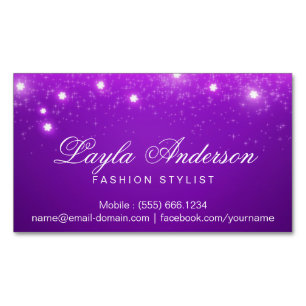 Violet Lila Glam Starry Sparkles Magnetiska Visitkort