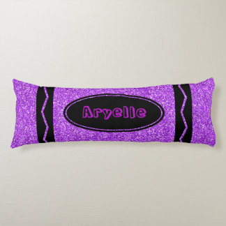 Violet Lila Glitter Crayon din namnkroppsvikta Kroppskudde