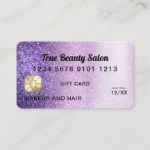 Violet Lila Glitter Kredit Card Gift Certificate