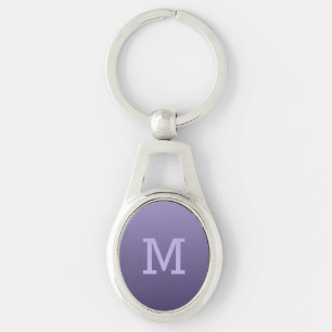 Violet Lila Gradient anpassningsbar monogram nycke Ovalt Silverfärgad Nyckelring