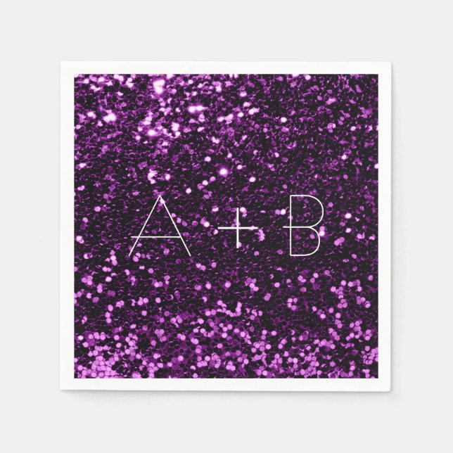 Violet Lila Grape Plum Sequin Sparkly Glitter Pappersservett (Framsidan)