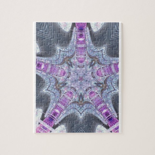 Violet lila grått geometric art jigszle puzzle pussel (Vertikal)