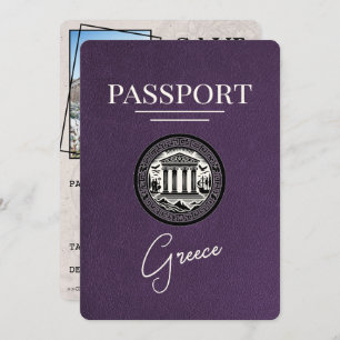 Violet Lila Greece Passport Spara datumkortet Spara Datumet