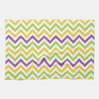 Violet Lila, Grönt och Gult Chevron Rand Kökshandduk