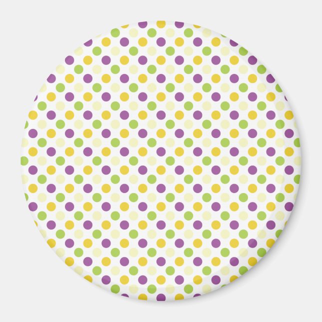 Violet Lila, Grönt och Gult Polks Dots Magnet (Framsidan)