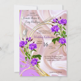 Violet lila, guld & Ro, Rosa, Magenta Silke Inbjudningar