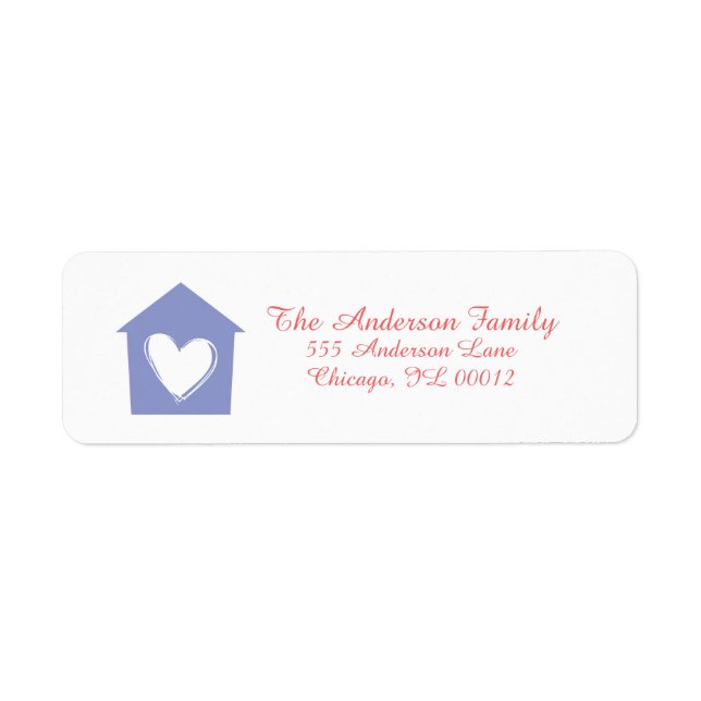 Violet Lila Heart House Anpassningsbar Adressetike Returadress Etikett (Framsidan)