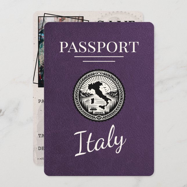 Violet Lila Italien Passport Spara Datumet (Fram/baksida)