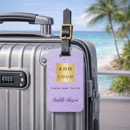 Violet lila Läderföretag logotyp namn Bagagebricka