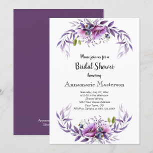 Violet Lila Lavender Blommigt Möhippa Inbjudningar