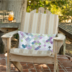 Violet Lila Lime Green Retro Round Squares Art Lumbarkudde