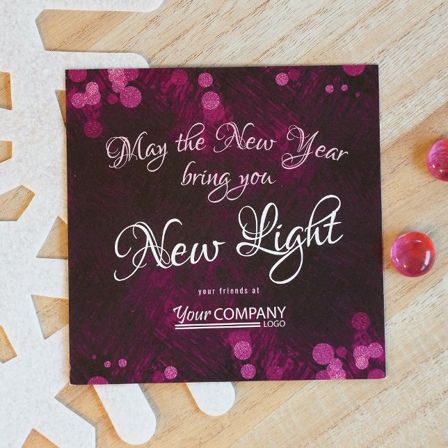 Violet, Lila Ljus Company-julkort Inbjudningar (Violet, Pink Shimmery Lights New Years, New Light Company Logo Christmas Card)