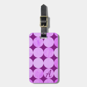 Violet, Lila Magenta och Rosa Circles Monogram Bagagebricka