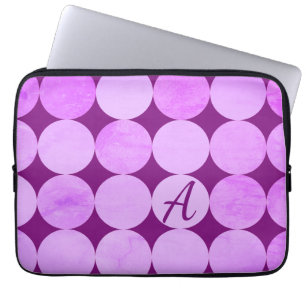 Violet, Lila Magenta och Rosa Circles Monogram Laptop Fodral