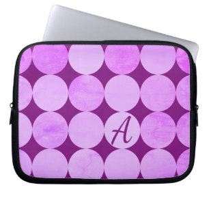 Violet, Lila Magenta och Rosa Circles Monogram Laptop Fodral
