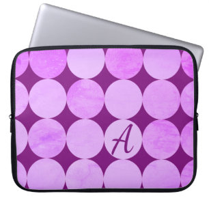 Violet, Lila Magenta och Rosa Circles Monogram Laptop Fodral