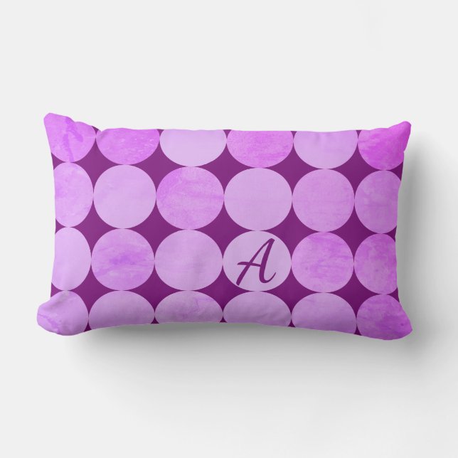 Violet, Lila Magenta och Rosa Circles Monogram Lumbarkudde (Framsida)