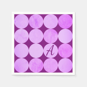 Violet, Lila Magenta och Rosa Circles Monogram Pappersservett