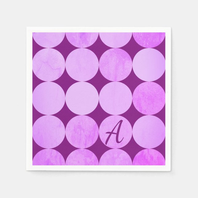 Violet, Lila Magenta och Rosa Circles Monogram Pappersservett (Framsidan)