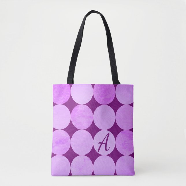 Violet, Lila Magenta och Rosa Circles Monogram Tygkasse (Framsida)