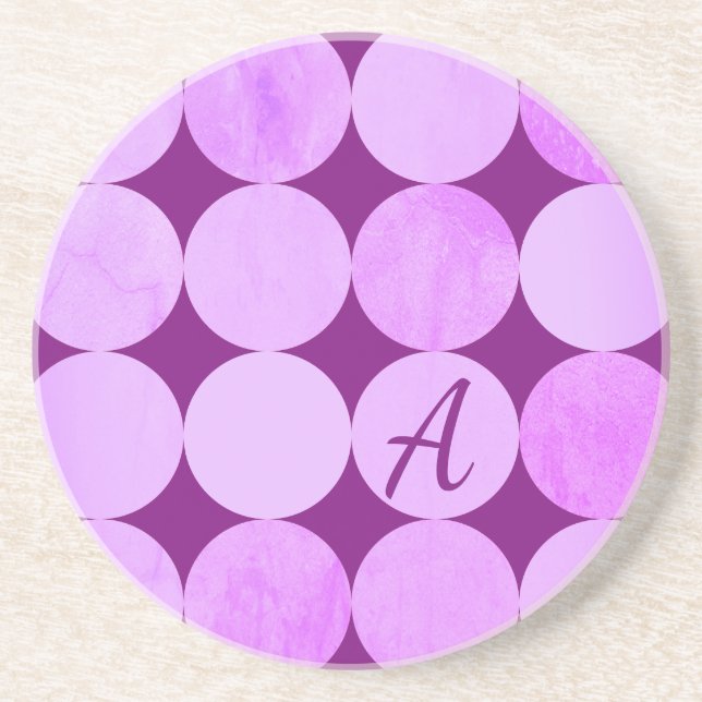 Violet, Lila Magenta och Rosa Circles Monogram Underlägg (Framsidan)