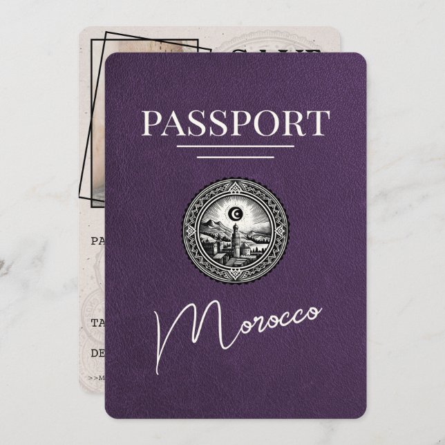 Violet Lila Marocko Passport Spara datum Spara Datumet (Fram/baksida)