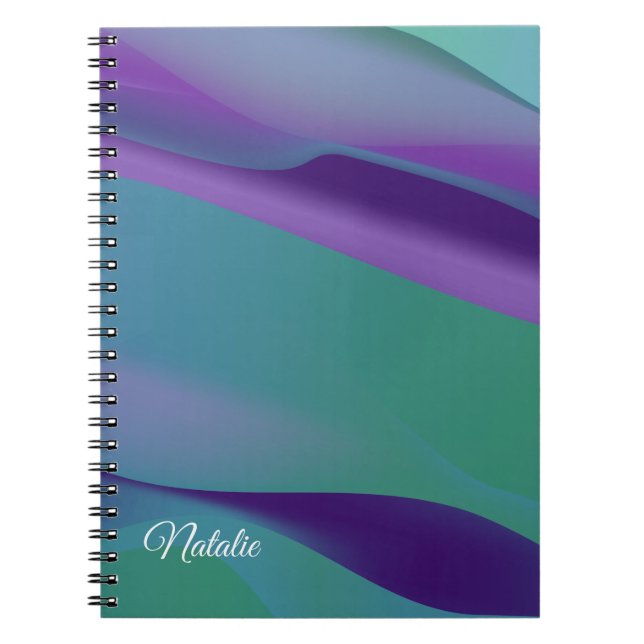 Violet lila minimal fotopatbok för namn Spiral Anteckningsbok (Framsidan)