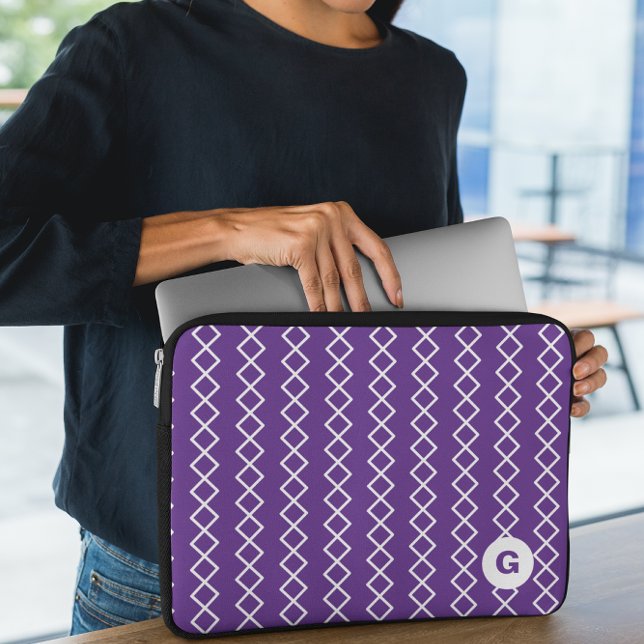 Violet Lila Monogram Geometric Laptop sleeve (Skapare uppladdad)