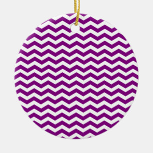 Violet Lila och White Zigzag Chevron Mönster Julgransprydnad Keramik