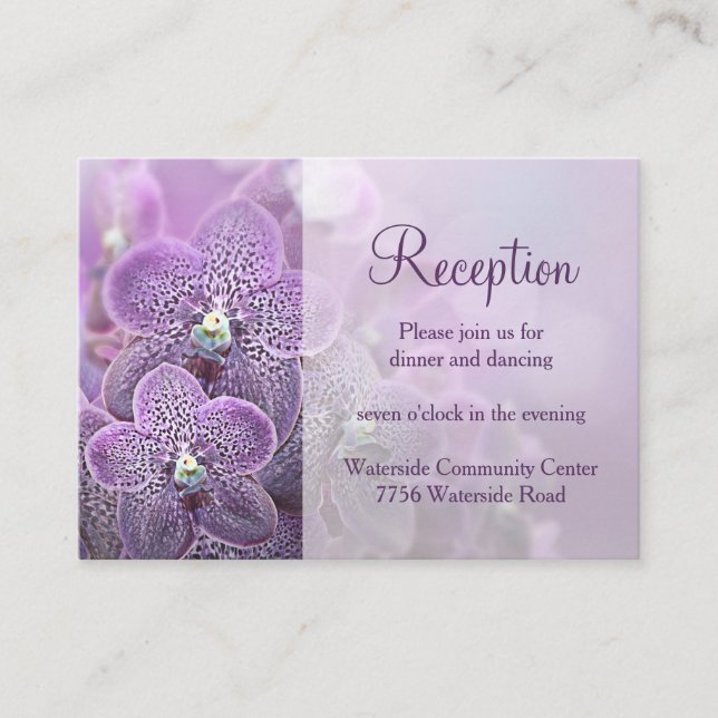 Violet Lila Orchid Wedding Card Tilläggskort (Framsida)