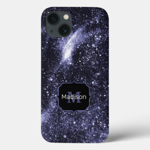 Violet lila peri Black abstrakt galaxy Monogram