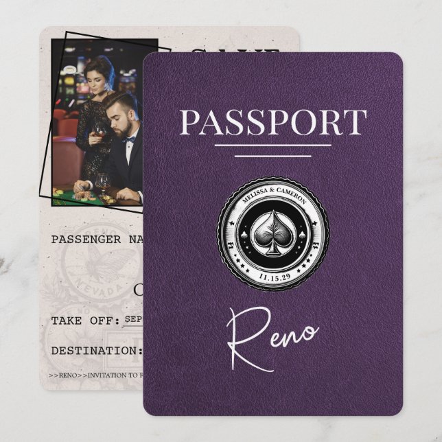 Violet Lila Reno Passport Spara datum Datumet (Fram/baksida)