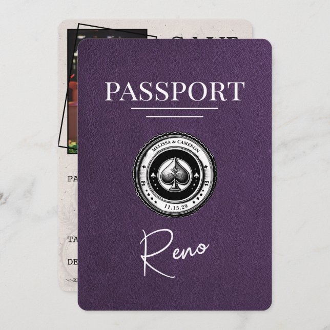 Violet Lila Reno Passport Spara datum Spara Datumet (Fram/baksida)
