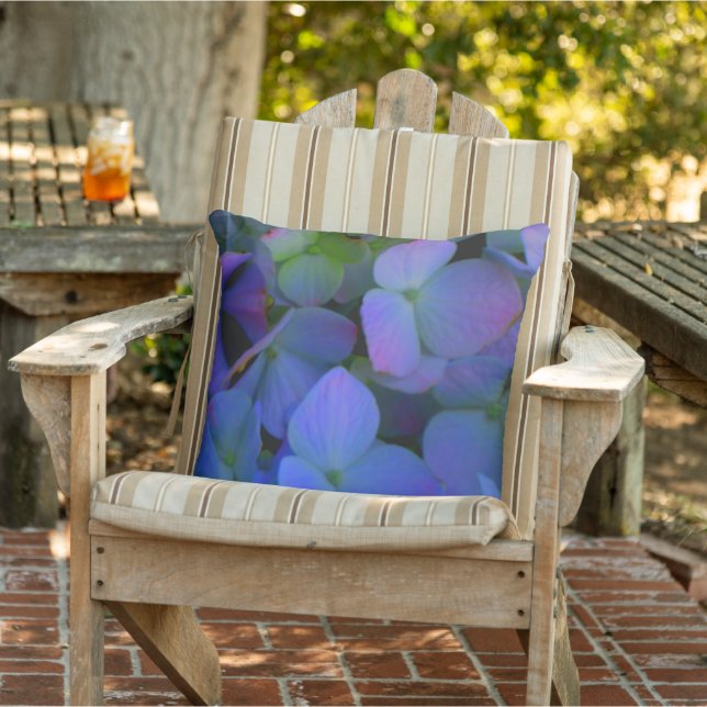 Violet lila rosa blue hydrangeas blommigt kudde (Stol)