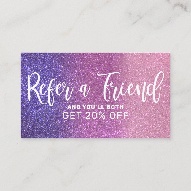 Violet Lila Rosa Triple Glitter Ombre Typography Rabattkort (Framsida)