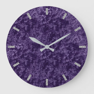 Violet Lila Silver Grått Velvet Eggplant Grape Stor Klocka