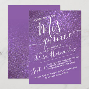 Violet Lila Sparkly Glitter Ombre Quinceañera Inbjudningar