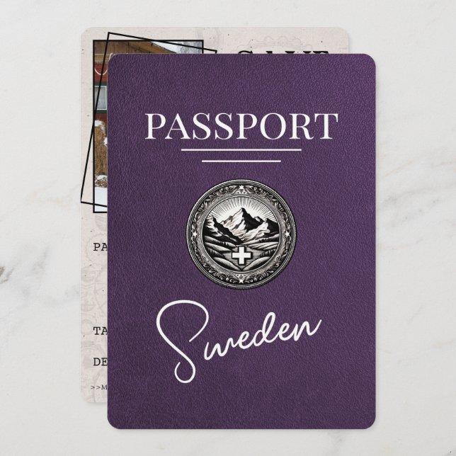 Violet Lila Sverige Passport Spara datum Spara Datumet (Fram/baksida)